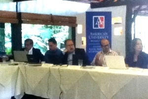 From left to right: Manuel Torres, Ricardo Barrientos, Hugo Noé Pino, Aaron Schneider and Elizabeth Oglesby participating in the project seminar in Costa Rica
