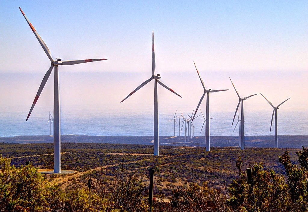 Giant wind turbines in Northern Chile