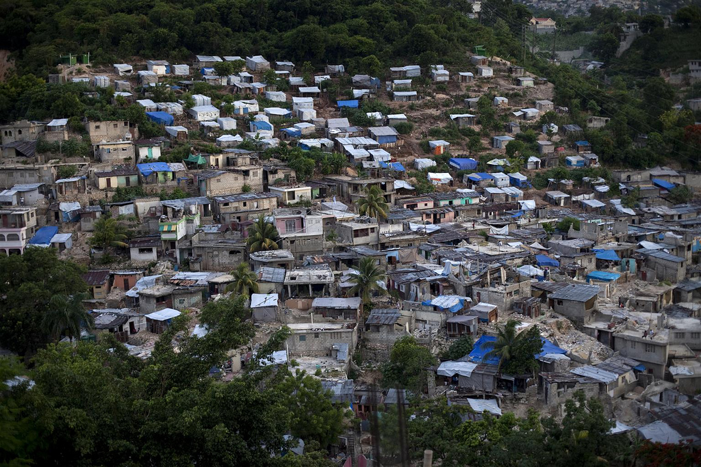 A bird's eye view of a residential neighborhood in Haiti
