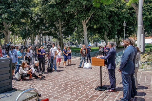 Eric Garcetti at a press conference