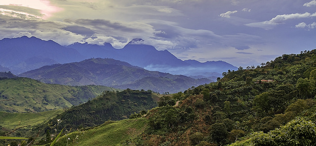 Lush view of mountain range in Colombia