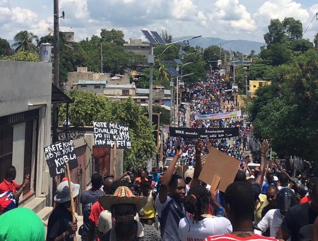 Protesters take to the streets in 2018 over the government's misuse of funds from PetroCaribe.