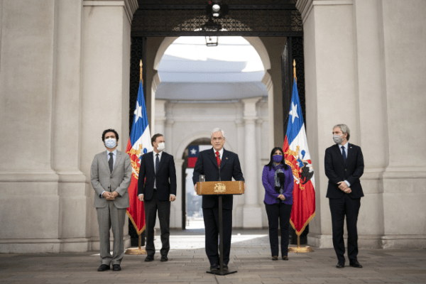 President Piñera speaking from a podium