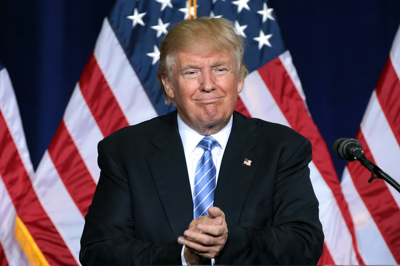 Donald Trump speaking to supporters