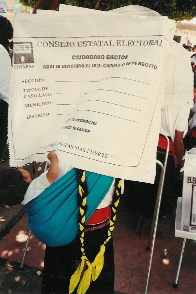 Polling station in the outskirts of San Cristóbal de las Casas in Chiapas, Mexico, during the 2003 gubernatorial election in Chiapas.