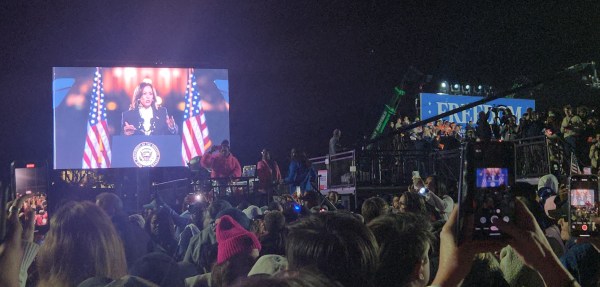 Harris at the packed DC rally in the Ellipse on October 29.